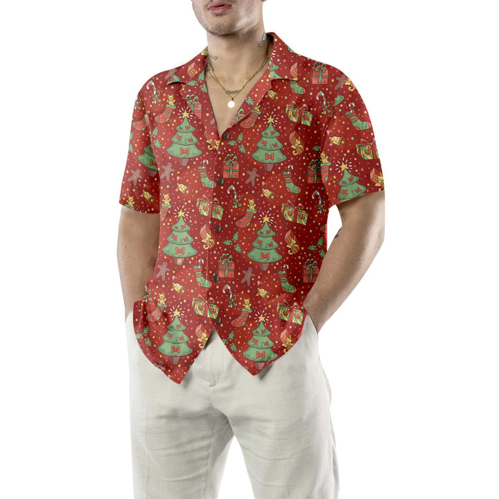 Drune | Weihnachtsmuster mit Konfetti Hawaiian Shirt, Festliches Weihnachts Hawaiian Shirt