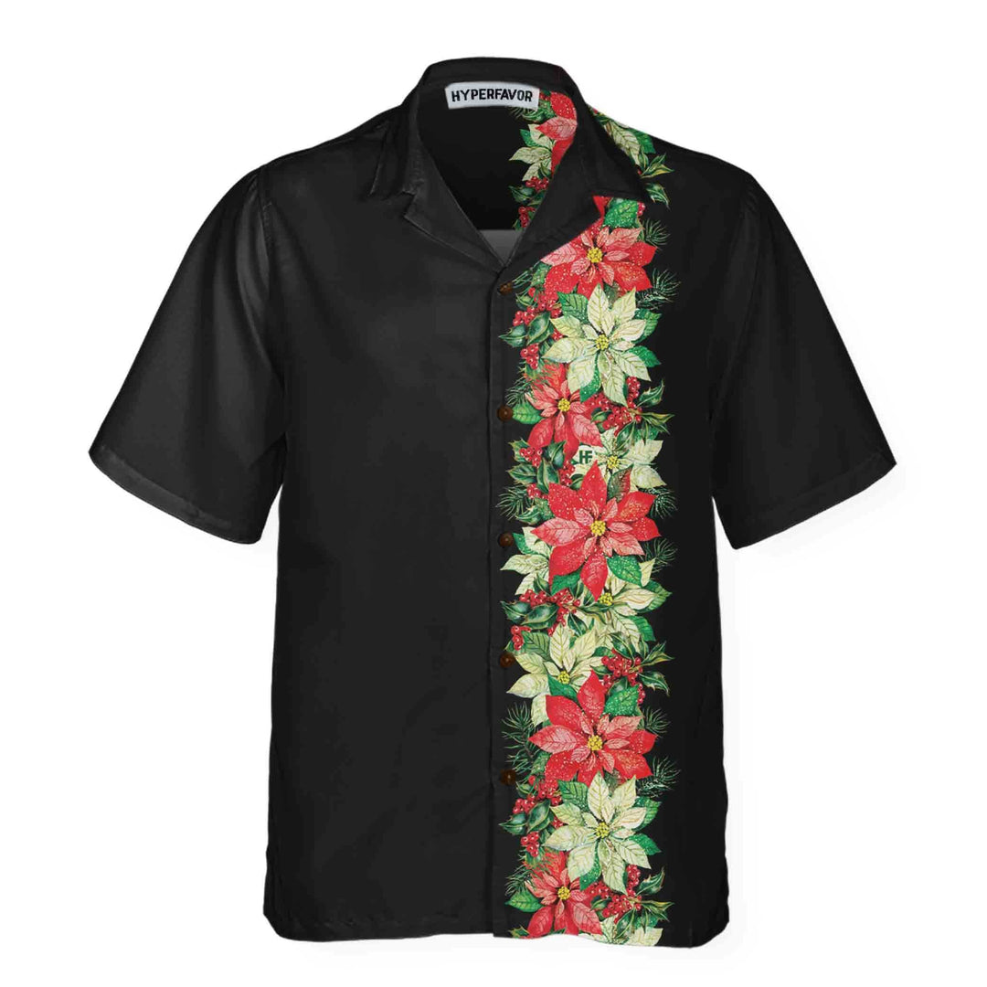 Drune | Weihnachts-Glücksklee-Blumen und Stechpalmenbeeren Weihnachts-Hawaiian-Shirt, Floral Weihnachts-Hawaiian-Shirt