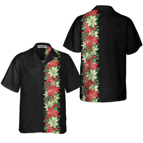 Drune | Weihnachts-Glücksklee-Blumen und Stechpalmenbeeren Weihnachts-Hawaiian-Shirt, Floral Weihnachts-Hawaiian-Shirt