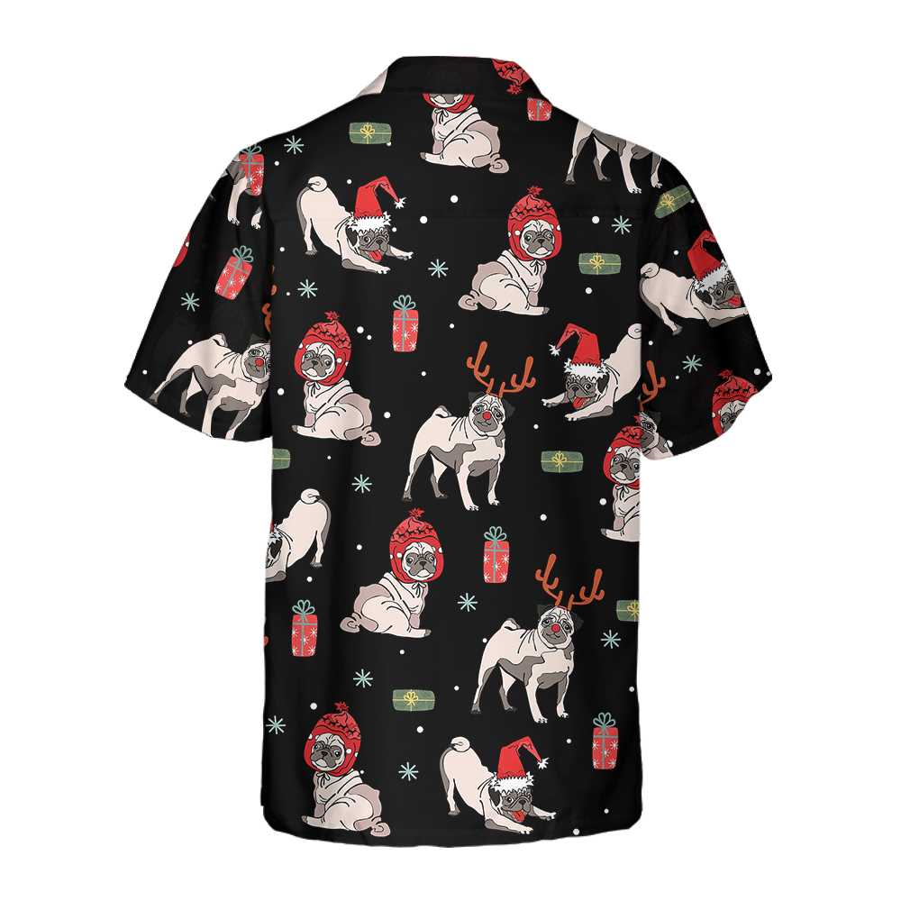 Drune | Weihnachts Pug Hund Hawaiian Shirt, Weihnachts Pug Shirt für Männer & Frauen, Beste Weihnachtsgeschenkidee