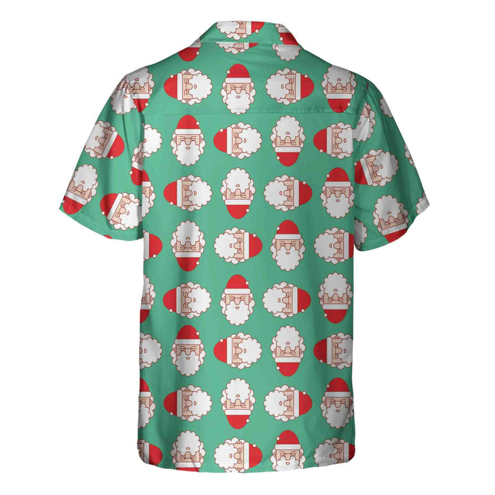 Drune | Weihnachtsmann-Gesicht Nahtloses Muster Hawaiian Shirt, Lustiges Weihnachts Hawaiian Shirt