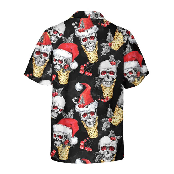 Drune | Weihnachts-Schädel mit Waffeltüte Hawaiian Shirt, Lustiges Schädel Weihnachts-Shirt, Bestes Geschenk für Weihnachten