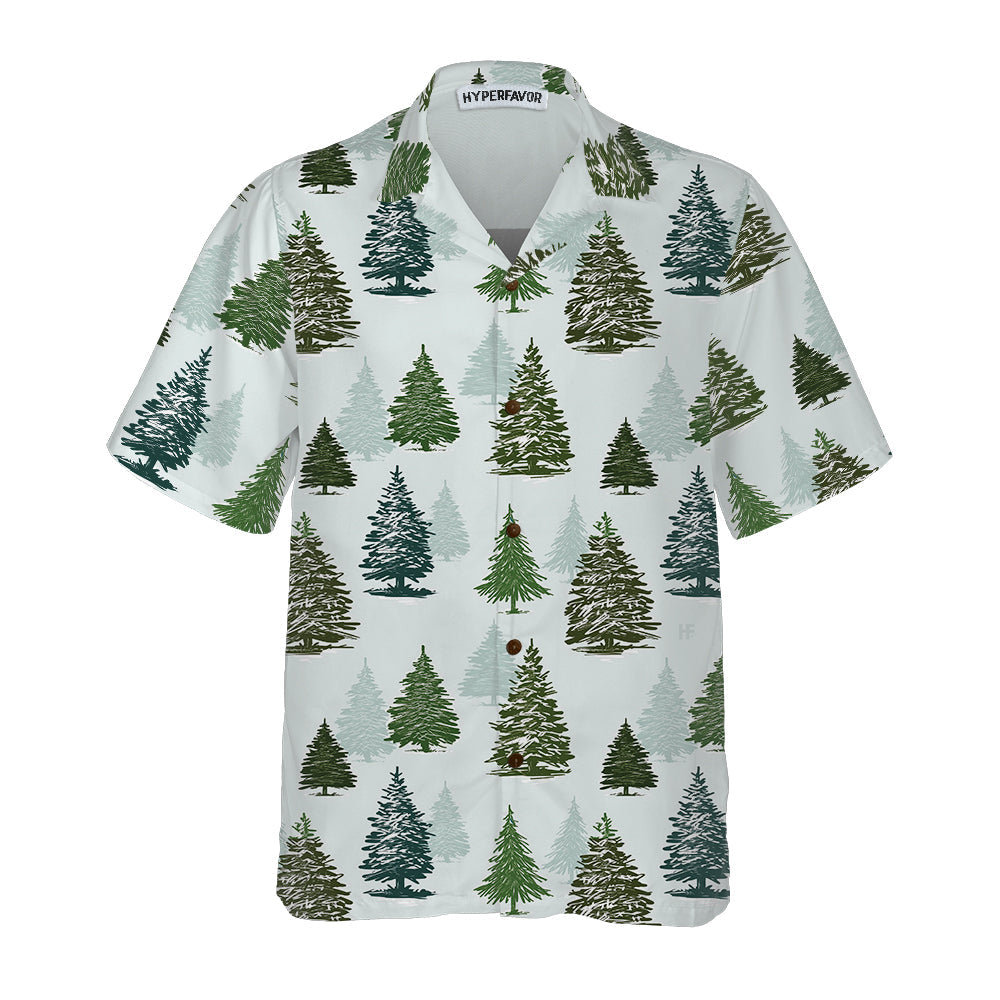 Drune | Weihnachtsbaum-Muster-Hemd für Herren Weihnachts-Hawaiihemd
