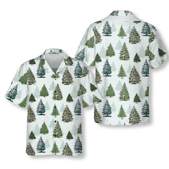 Drune | Weihnachtsbaum-Muster-Hemd für Herren Weihnachts-Hawaiihemd