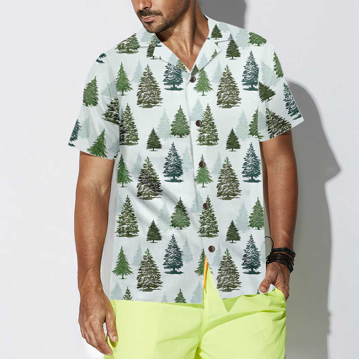 Drune | Weihnachtsbaum-Muster-Hemd für Herren Weihnachts-Hawaiihemd