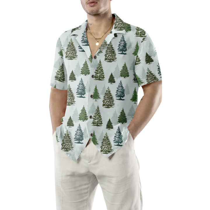 Drune | Weihnachtsbaum-Muster-Hemd für Herren Weihnachts-Hawaiihemd