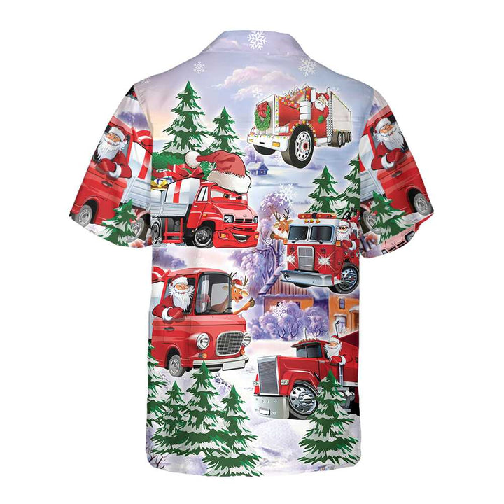 Drune | Weihnachts-Truck Hawaiihemd, Roter Truck Weihnachtshemd, Bestes Weihnachtsgeschenk