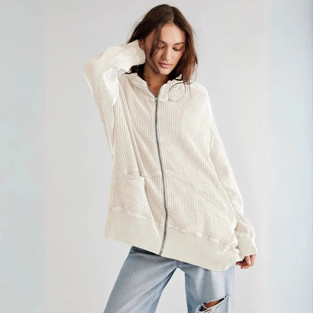 Drune | Übergroße Waffel-Strick Zip-Hoodie