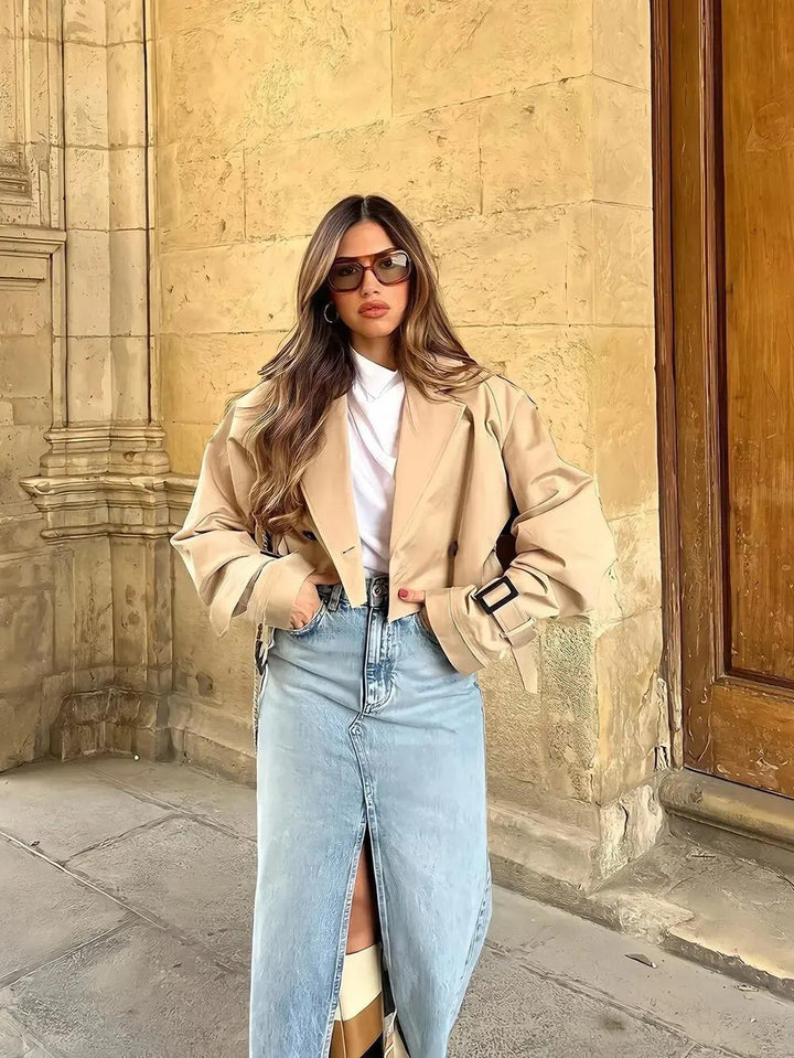 Drune | Klassische Beige Damenkurzjacke Für Alle Anlässe
