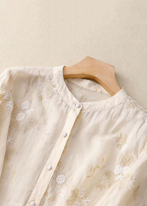 Drune | Bestickte Baumwoll Leinen Bluse