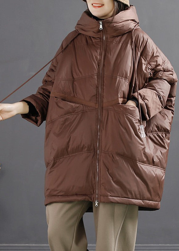 Drune | Schwarzgrüne Zip-Up Kordelzug Enten Daunenjacken Winter