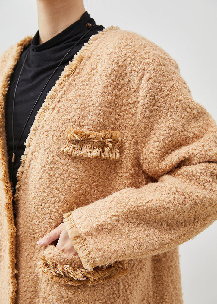 Drune | Khaki Übergroße Taschen Kunstfell Teddy Mäntel