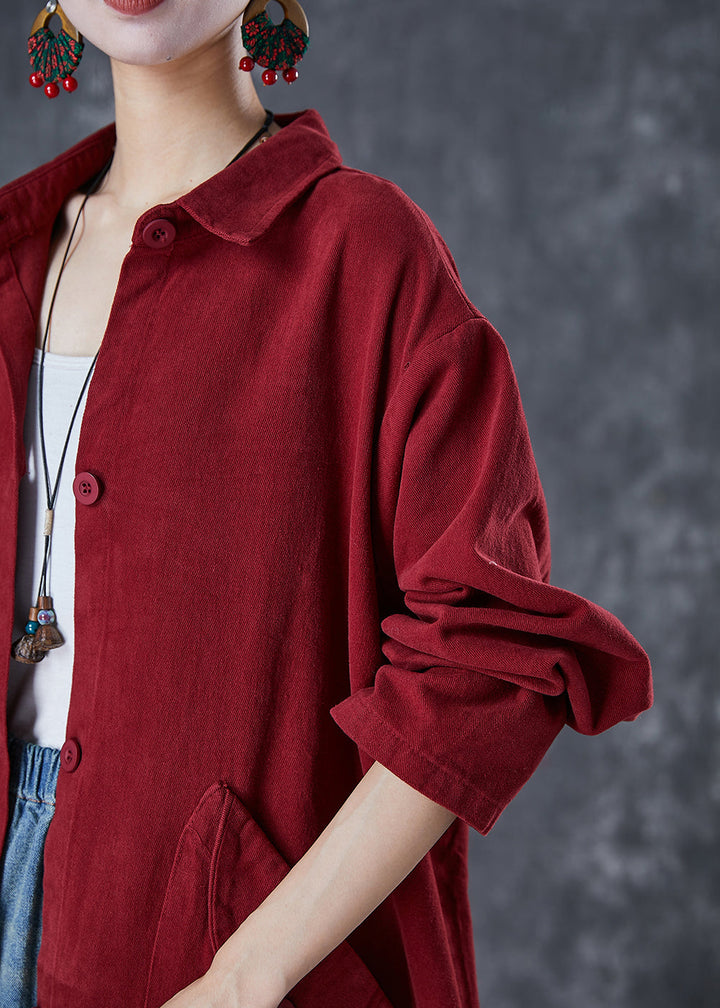 Drune | Rote Übergroße Taschen Baumwoll-Trenchcoats