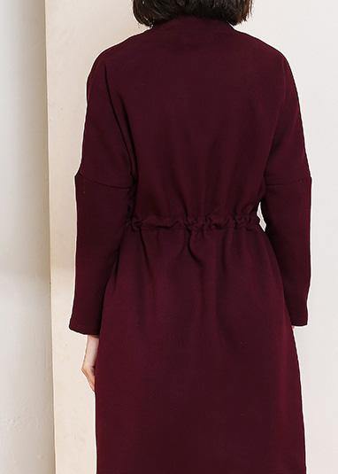 Drune | bordeaux feiner Trenchcoat Form Kordelzug doppelt brust Frauen Mäntel