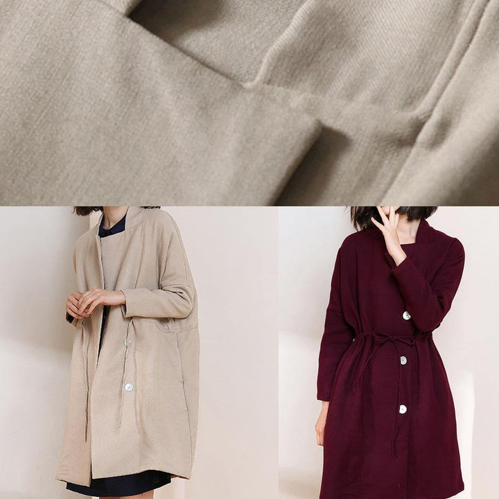 Drune | bordeaux feiner Trenchcoat Form Kordelzug doppelt brust Frauen Mäntel