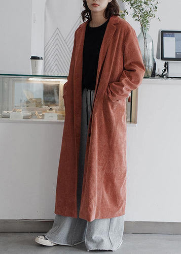 Drune | rote Mode Tunika Muster Arbeitskleidung Notch-Kragen Winter Damen Mäntel