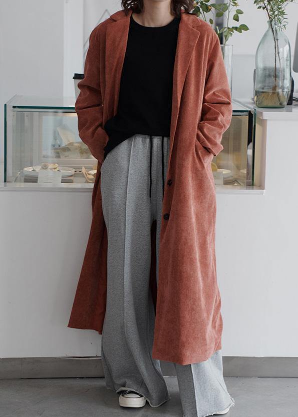 Drune | rote Mode Tunika Muster Arbeitskleidung Notch-Kragen Winter Damen Mäntel