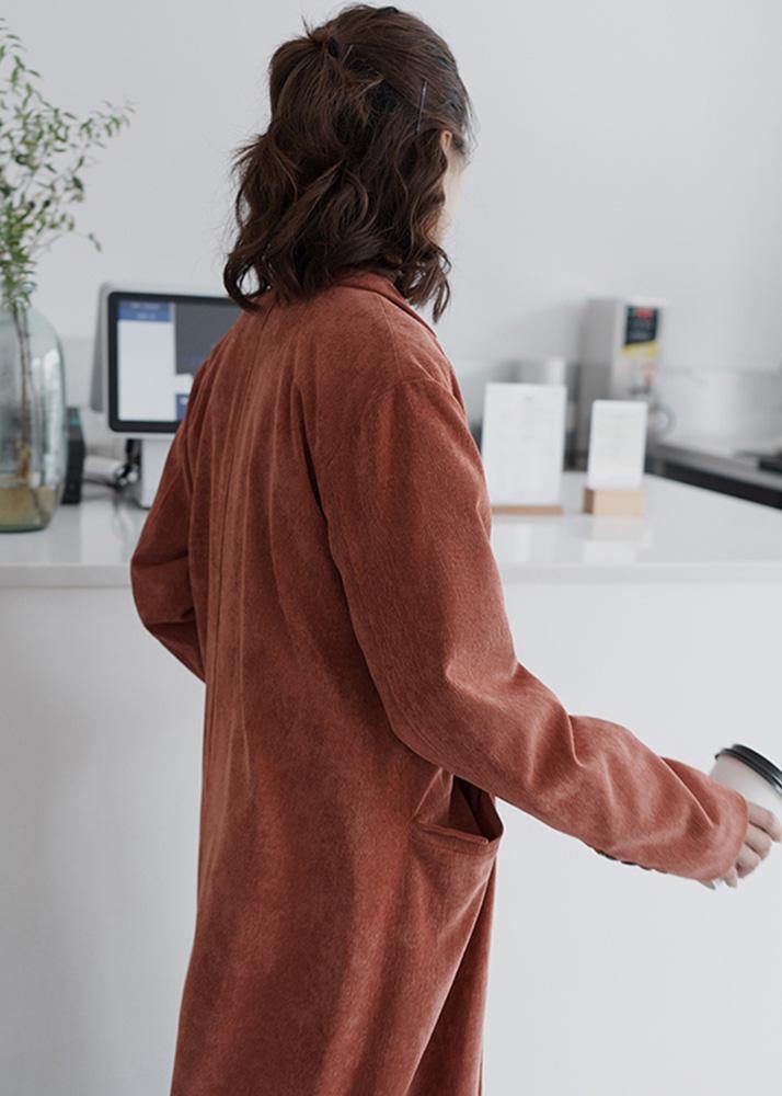 Drune | rote Mode Tunika Muster Arbeitskleidung Notch-Kragen Winter Damen Mäntel