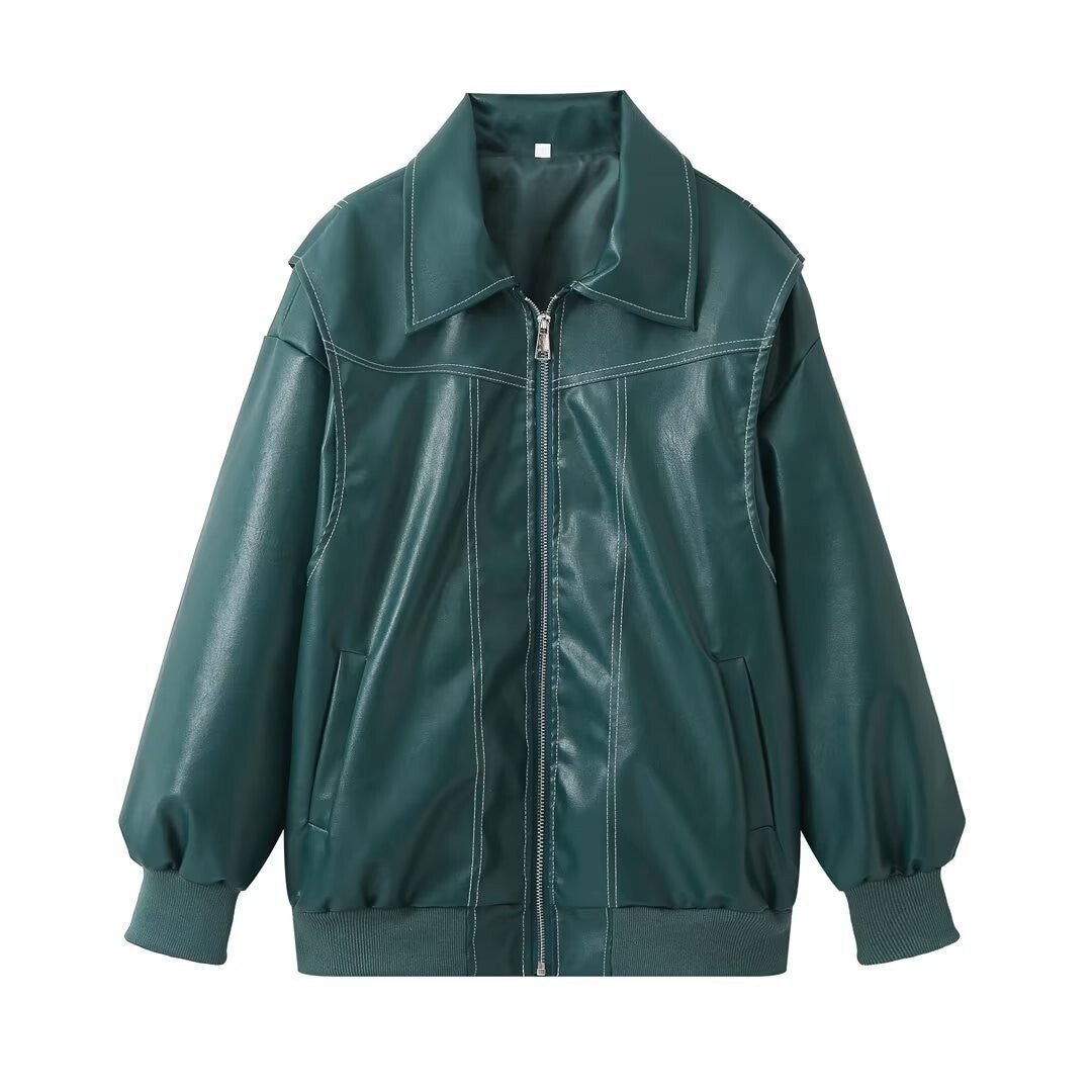 Drune | Damen Oversized Leder Winterjacke