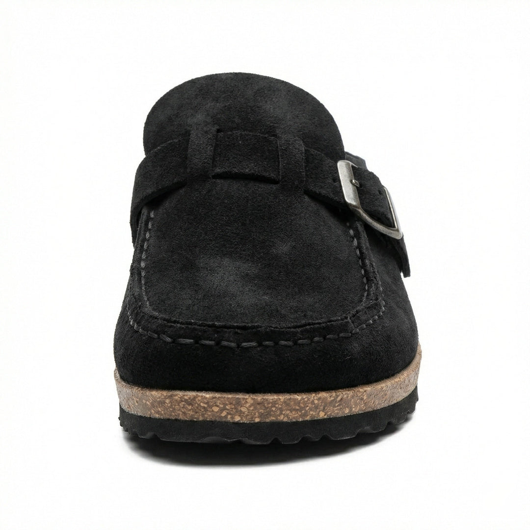 Clogs - Damen Retro Wildleder Slip-On Mule Drune