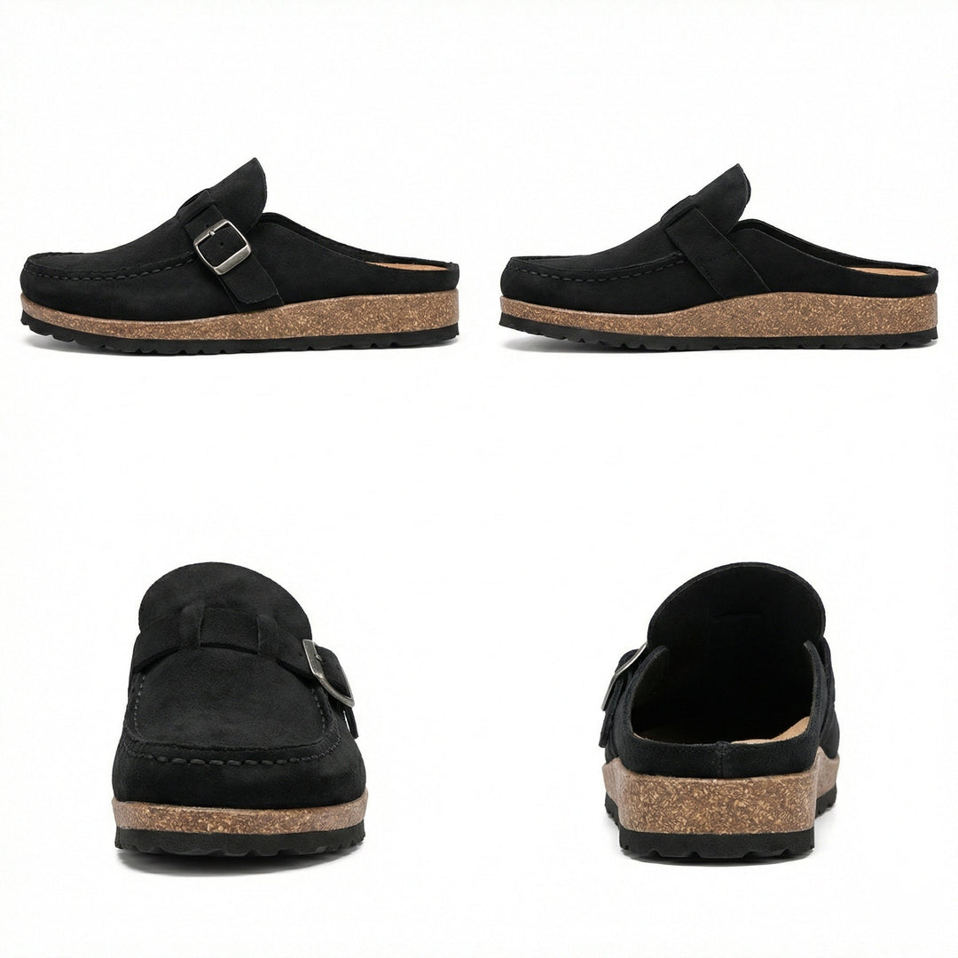 Clogs - Damen Retro Wildleder Slip-On Mule Drune