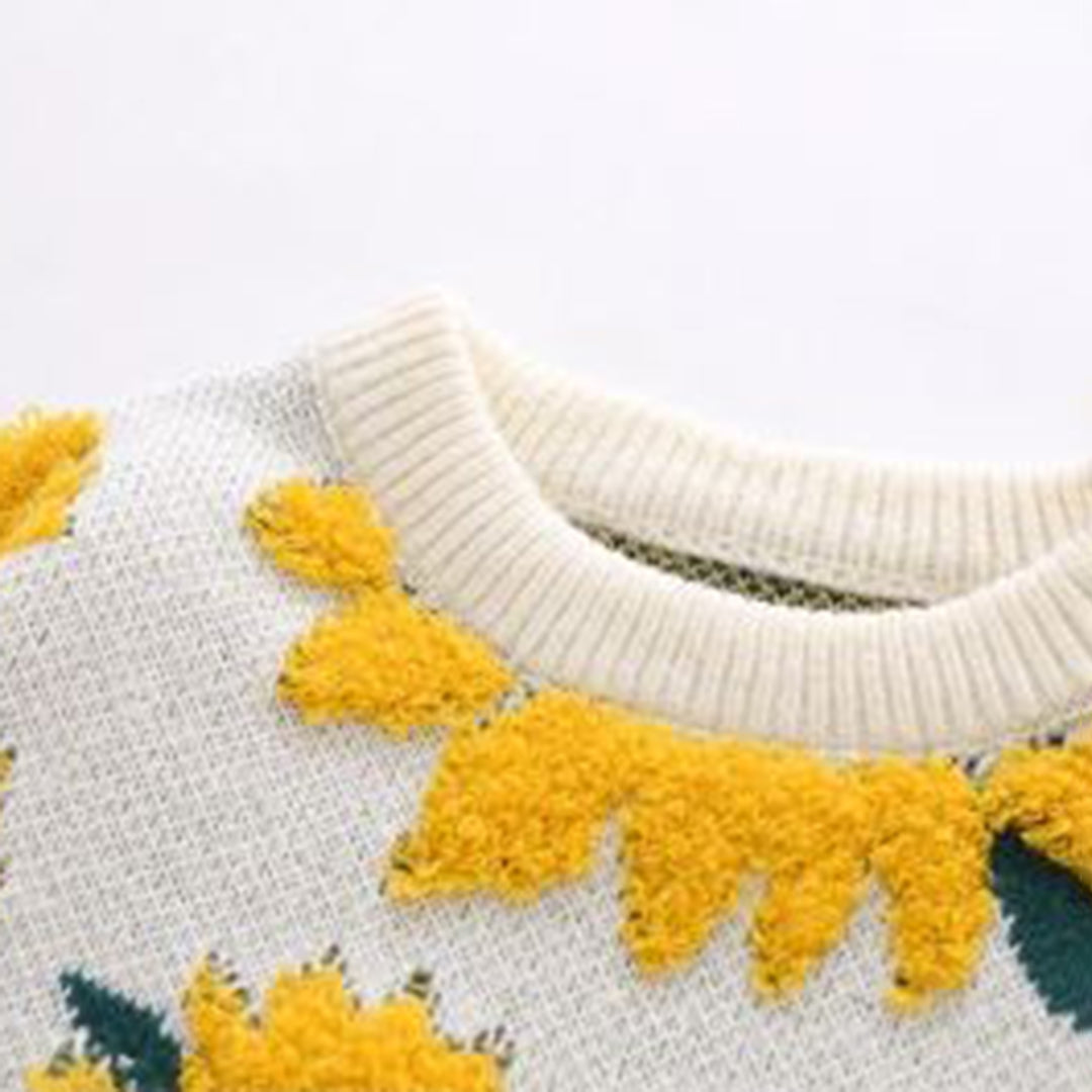 Drune | Pullover Sonnenblumenprint Acryl Gemustert, Bequem