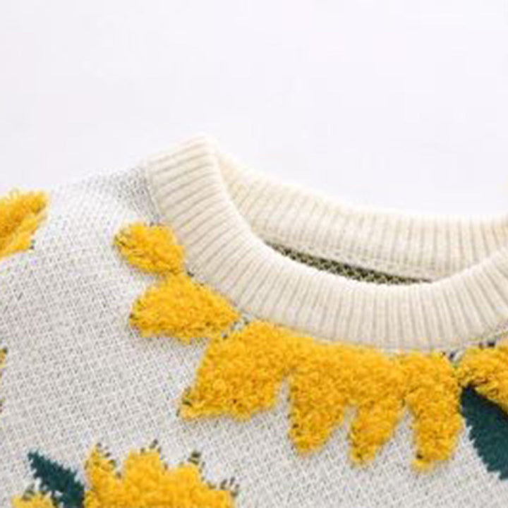 Drune | Pullover Sonnenblumenprint Acryl Gemustert, Bequem