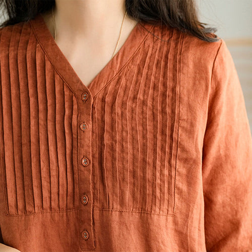 Drune | Orange Leinen Kleid