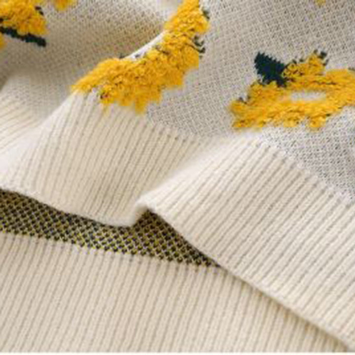 Drune | Pullover Sonnenblumenprint Acryl Gemustert, Bequem