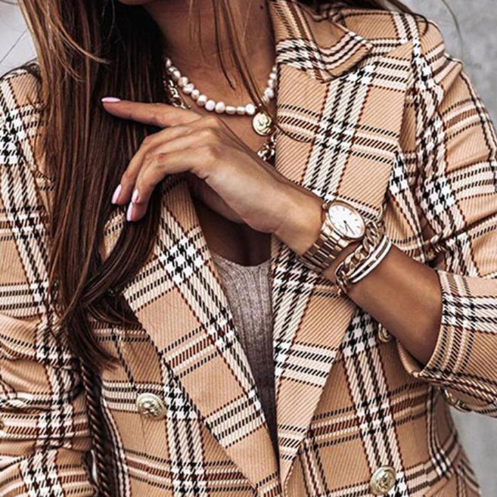 Drune | Karierte Blazer mit Doppelreihe Design Polyester-mischung Elegant und Modern