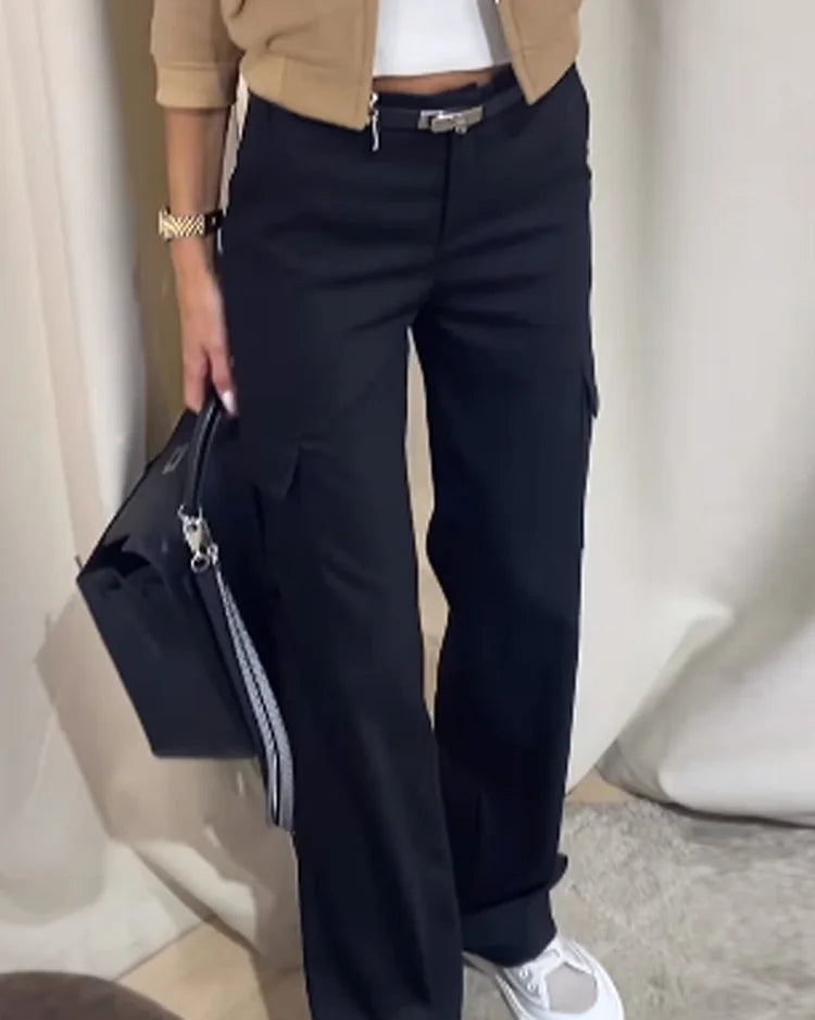 Drune | Ord Satz Damenjacke und Cargo Hose mit Geraden Beinen Zweiteiliges Satz