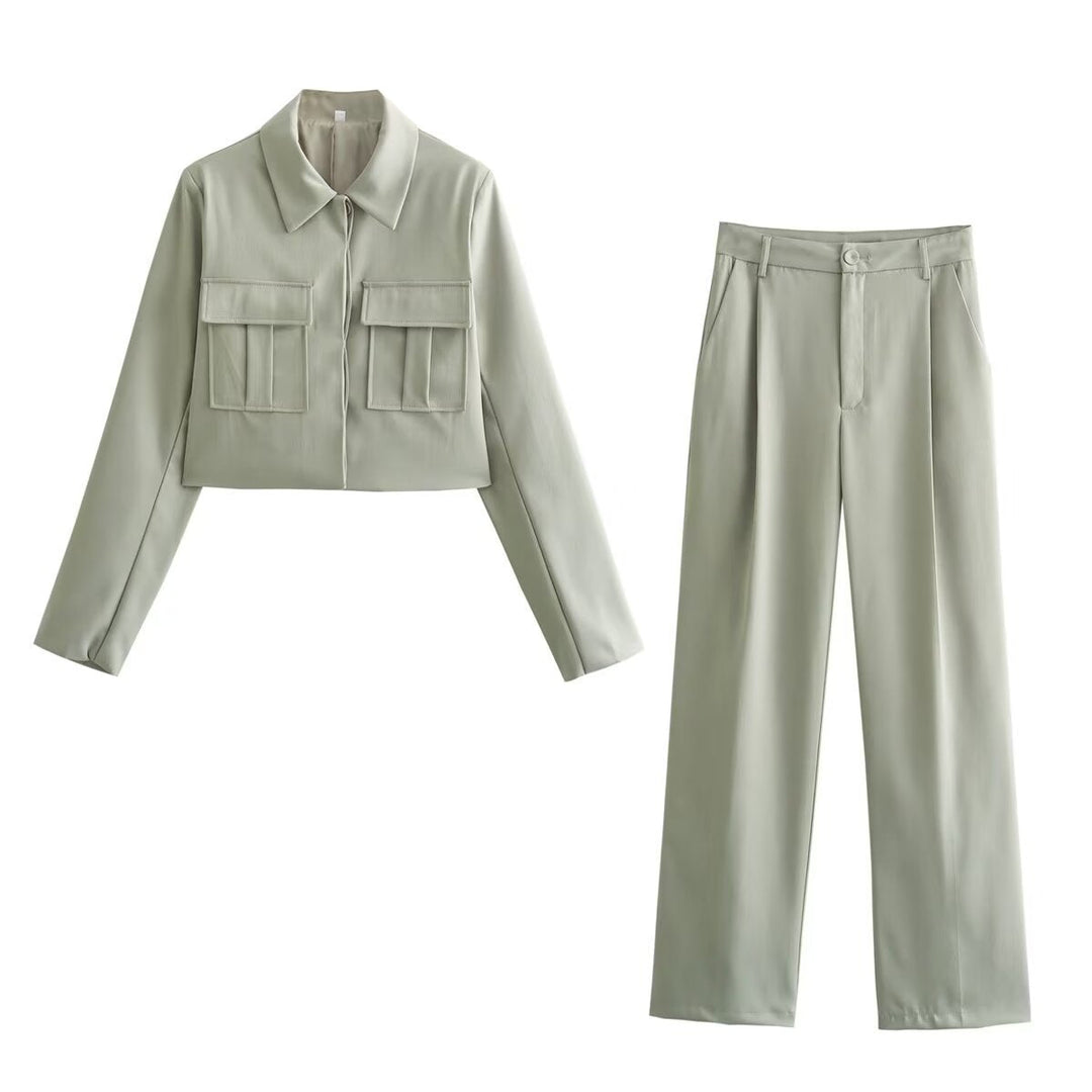 Drune | Ord Satz Weite Hosenbeine Hohe Taille Blazer und Hose Satz Damenbekleidung