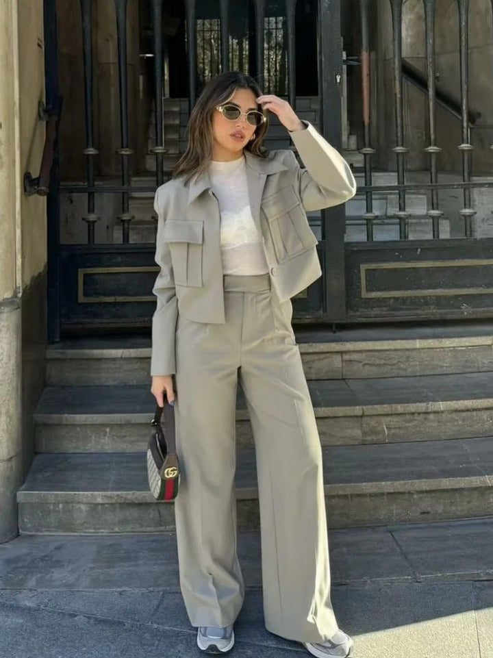 Drune | Ord Satz Weite Hosenbeine Hohe Taille Blazer und Hose Satz Damenbekleidung