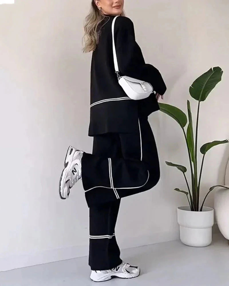 Drune | Ord Set Zweiteiler aus Oversize Damenpullover und Hose mit weitem Bein