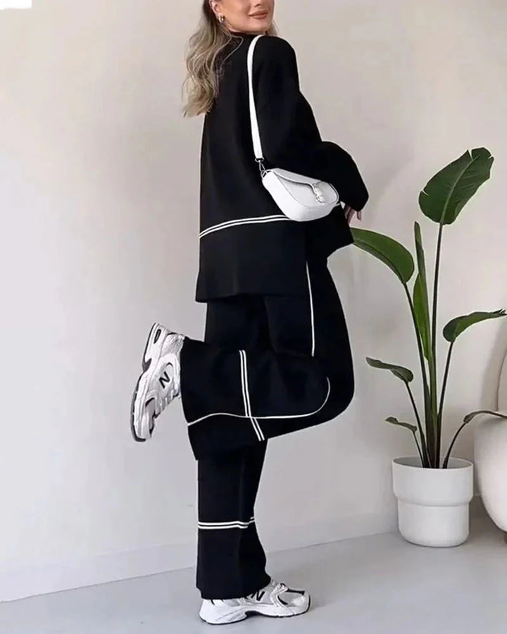 Drune | Ord Set Zweiteiler aus Oversize Damenpullover und Hose mit weitem Bein
