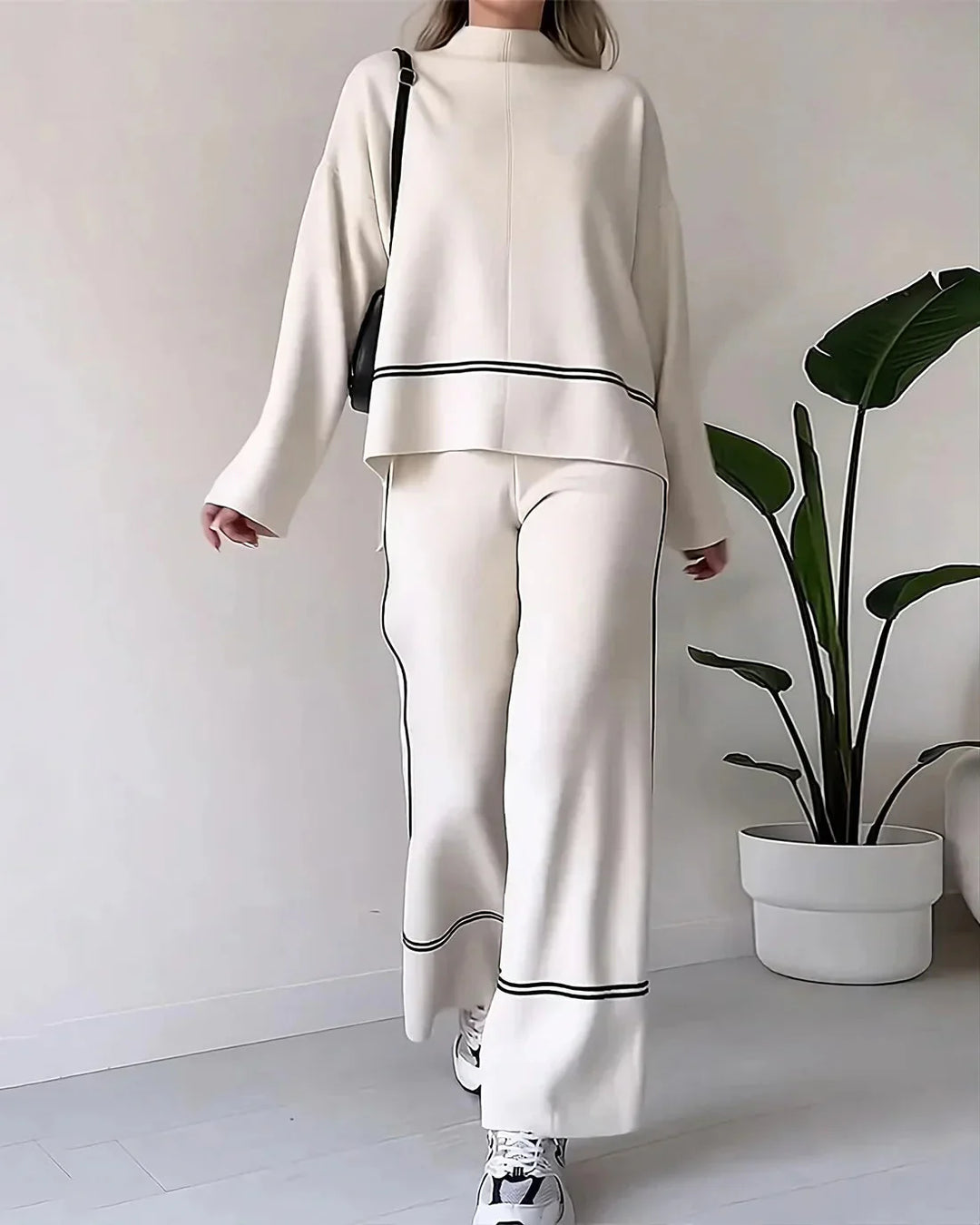 Drune | Ord Set Zweiteiler aus Oversize Damenpullover und Hose mit weitem Bein