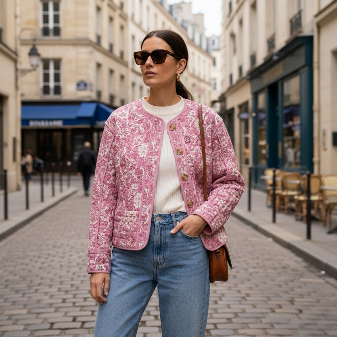 Drune | Damen Steppjacke mit floralem Futter