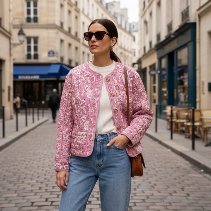 Drune | Damen Steppjacke mit floralem Futter