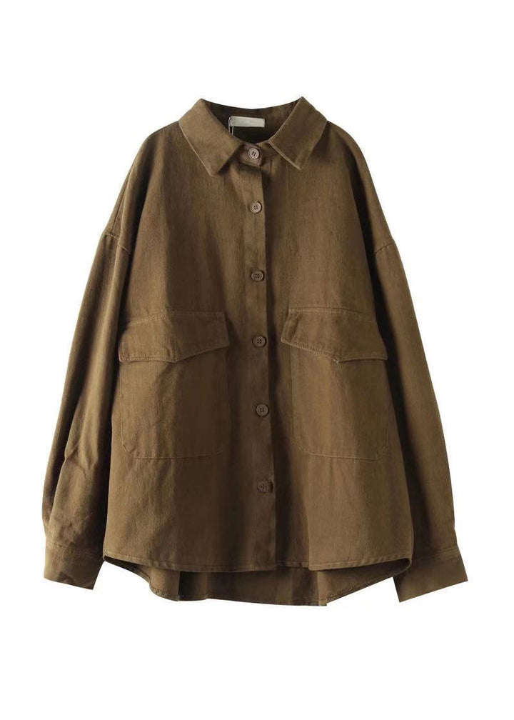 Drune | Locker Baumwollmäntel Peter-Pan-Kragen Taschen