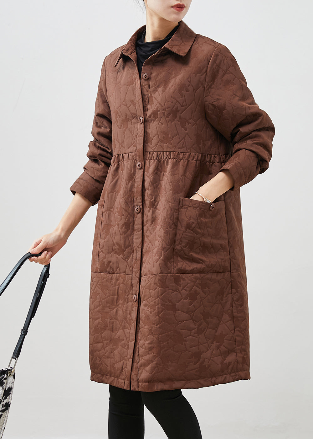 Drune | Patchwork Feine Baumwollgefüllte Mäntel Übergröße Jacquard Winter