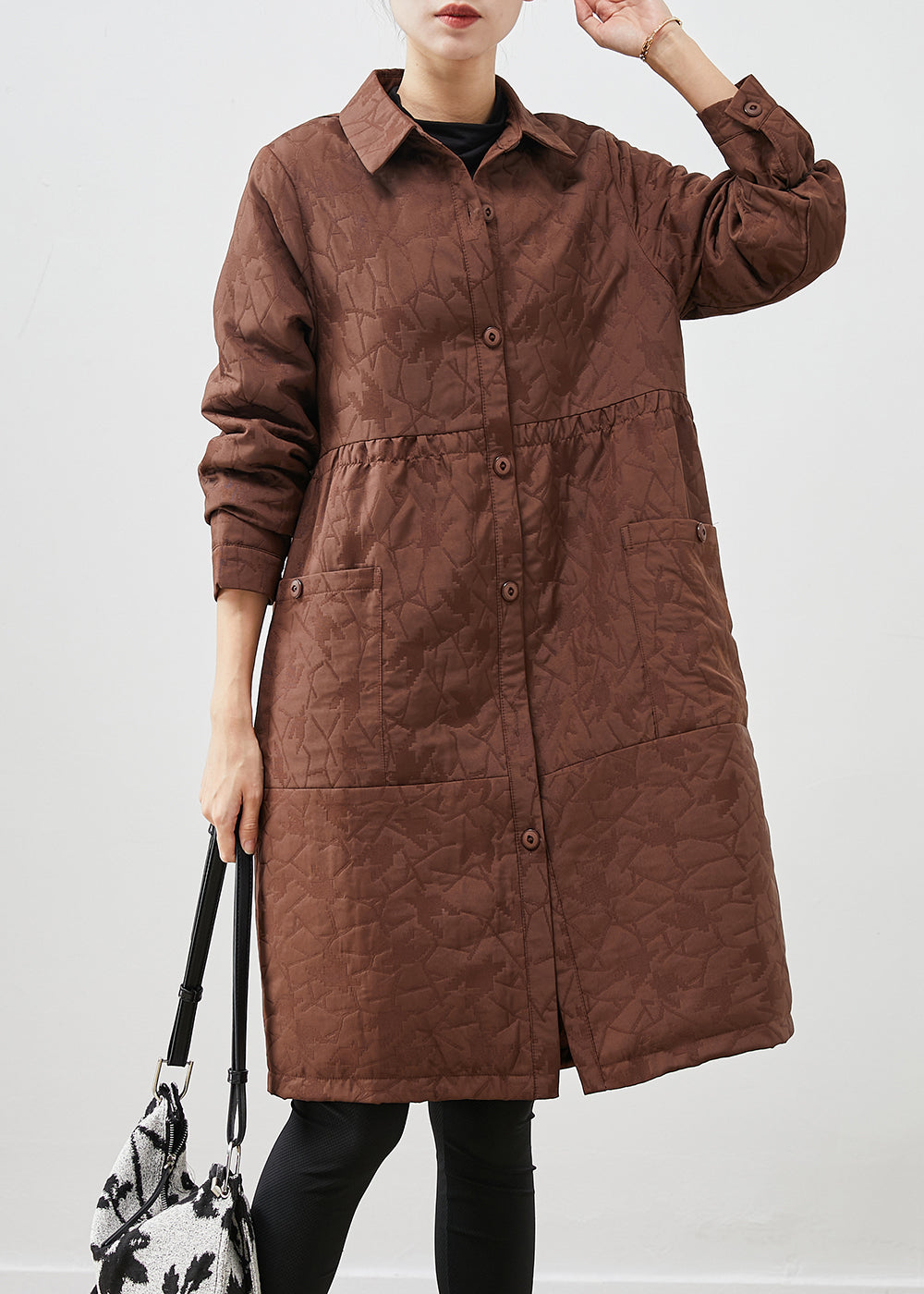 Drune | Patchwork Feine Baumwollgefüllte Mäntel Übergröße Jacquard Winter