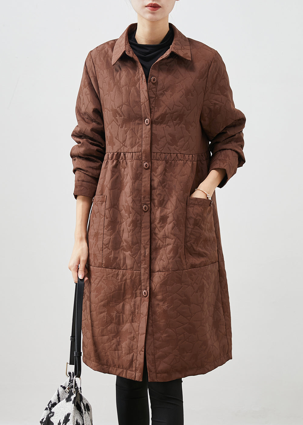 Drune | Patchwork Feine Baumwollgefüllte Mäntel Übergröße Jacquard Winter