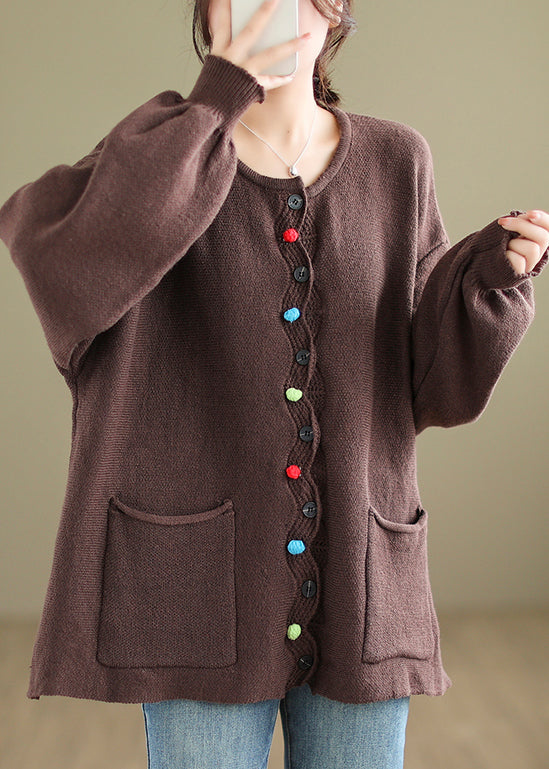 Drune | Taschen Patchwork Gemütliche Strickmäntel O Hals