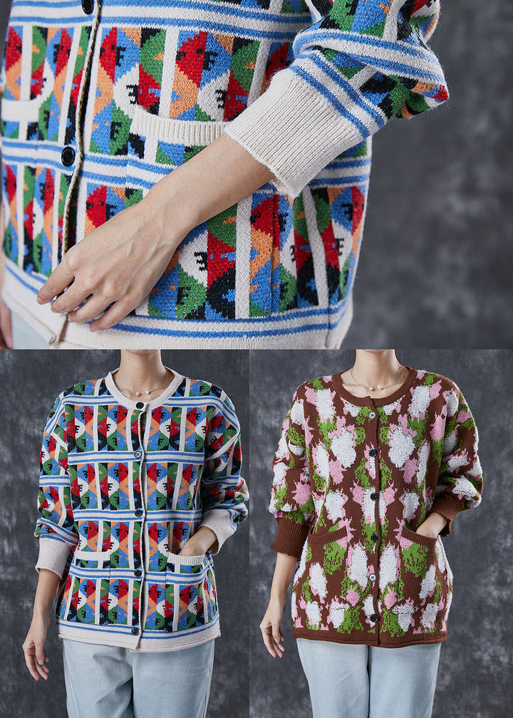 Drune | Print Warme Strickjacken Taschen Winter