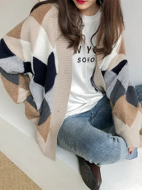 Drune | Karierter Knopf-Cardigan