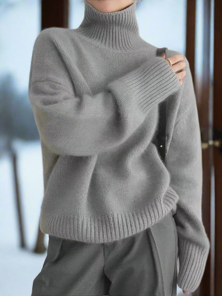 Drune | Hochkragen Pullover Wollmischung Übergroß Schnitt Weicher Strickkomfort