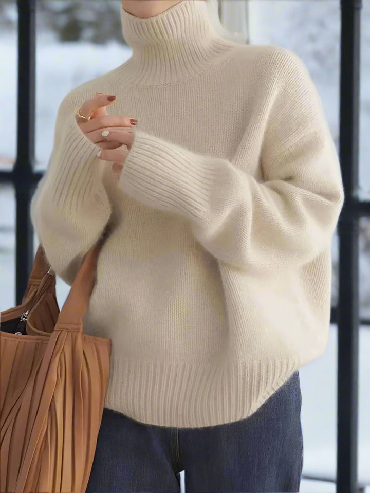 Drune | Hochkragen Pullover Wollmischung Übergroß Schnitt Weicher Strickkomfort