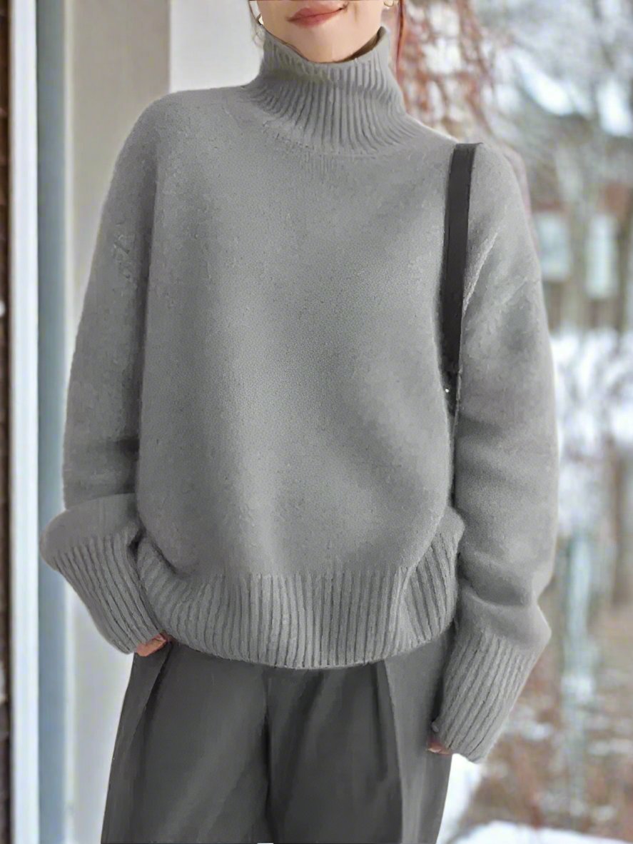Drune | Hochkragen Pullover Wollmischung Übergroß Schnitt Weicher Strickkomfort