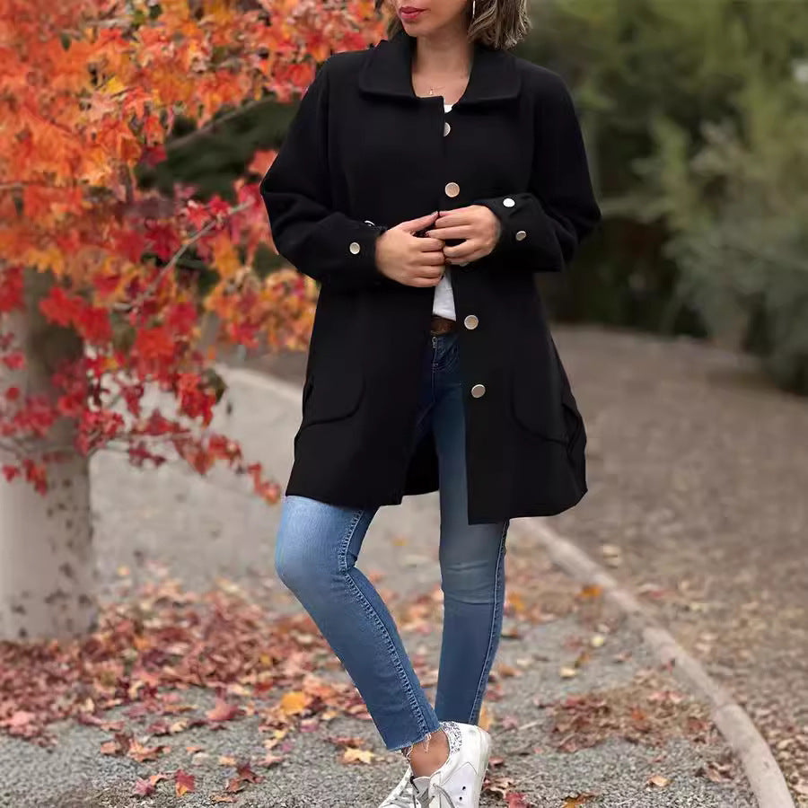 Drune | Damen Übergroße Jacke mit Großen Taschen und Knopfdetails