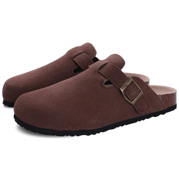 Drune | Damenclogs - Braun - Qualitätsleder - Verstellbare Schnallen